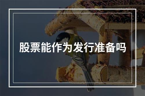 股票能作为发行准备吗