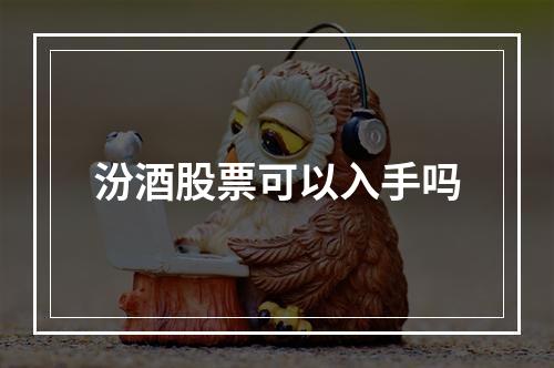 汾酒股票可以入手吗