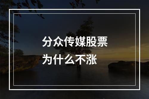 分众传媒股票为什么不涨