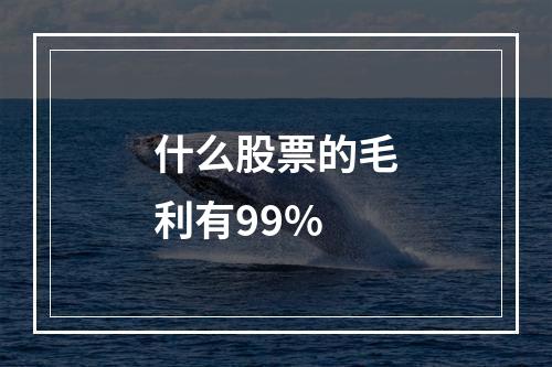 什么股票的毛利有99%