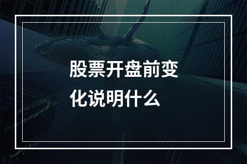 股票开盘前变化说明什么