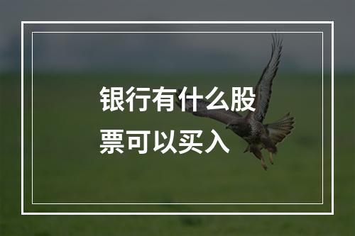 银行有什么股票可以买入