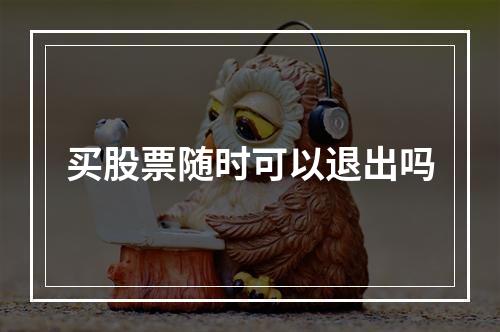 买股票随时可以退出吗