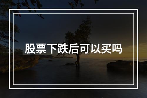 股票下跌后可以买吗