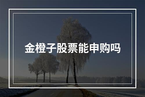 金橙子股票能申购吗