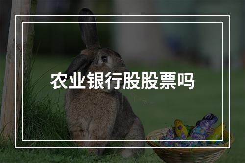 农业银行股股票吗