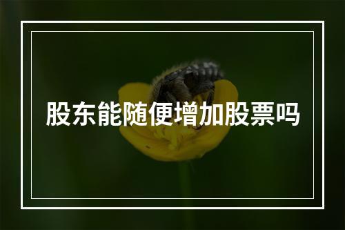 股东能随便增加股票吗