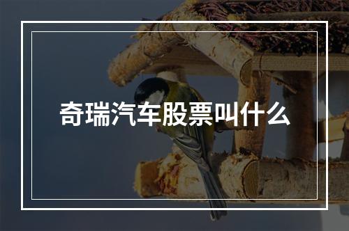 奇瑞汽车股票叫什么