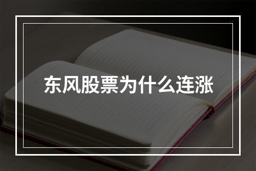 东风股票为什么连涨