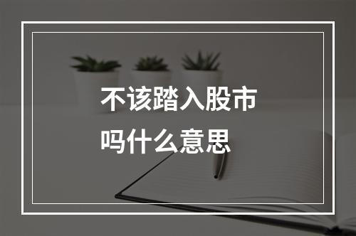 不该踏入股市吗什么意思