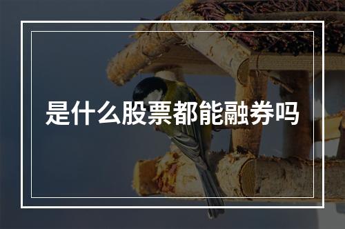 是什么股票都能融券吗