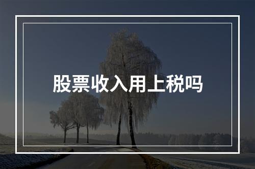 股票收入用上税吗