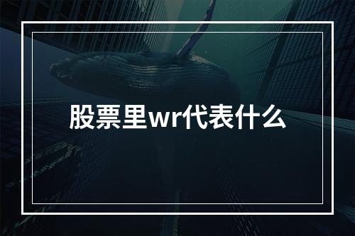 股票里wr代表什么