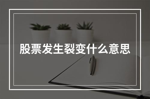 股票发生裂变什么意思