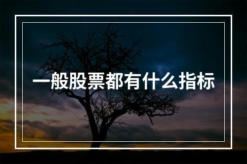 一般股票都有什么指标