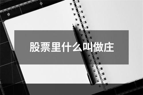 股票里什么叫做庄