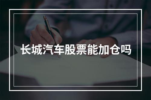 长城汽车股票能加仓吗