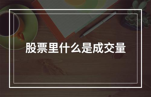 股票里什么是成交量