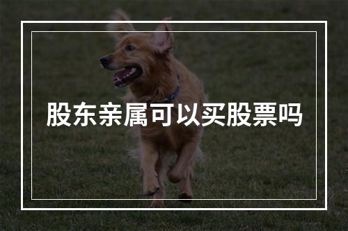 股东亲属可以买股票吗